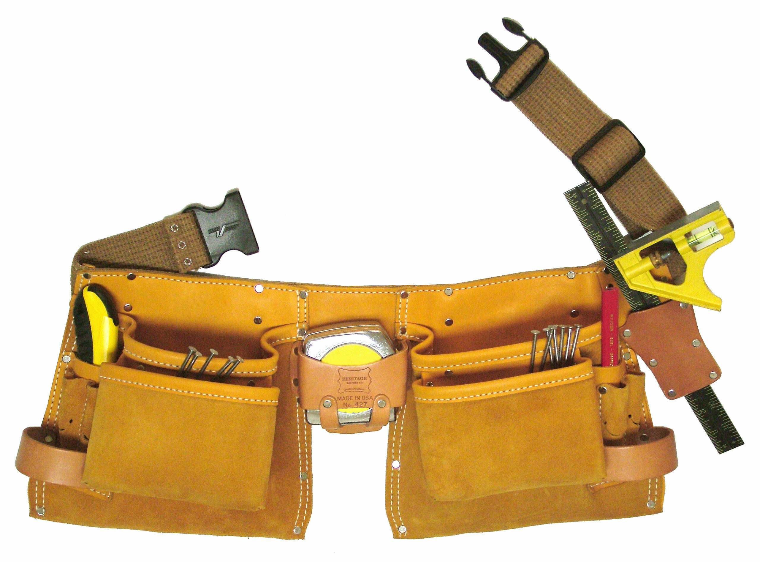 11-Pocket Professional Top Grain Moccasin Carpenter Apron