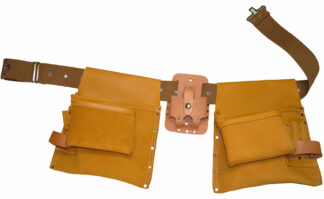 11-Pocket Professional 'Combination' Top Grain Moccasin Leather Carpenter Apron with Cotton Web Belt
